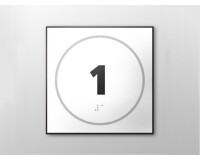 Plaque de porte NUMERO 1 - relief et braille  - Blanc
