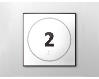 Plaque de porte NUMERO 2 - relief et braille  - Blanc