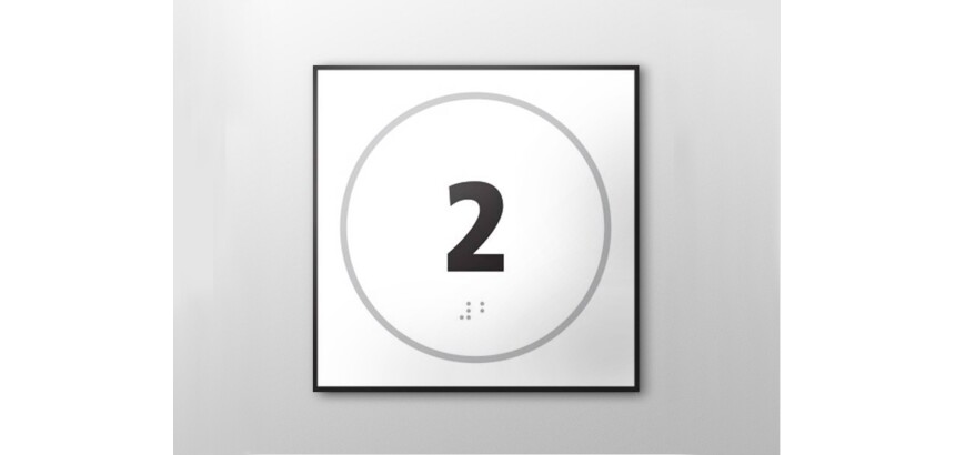 Plaque de porte NUMERO 2 - relief et braille
