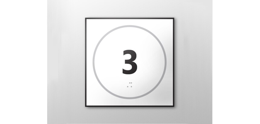 Plaque de porte NUMERO 3 - relief et braille