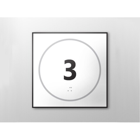 Plaque de porte NUMERO 3 - relief et braille