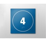 Plaque de porte NUMERO 4 - relief et braille