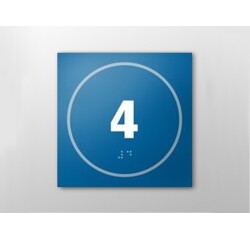 Plaque de porte NUMERO 4 - relief et braille