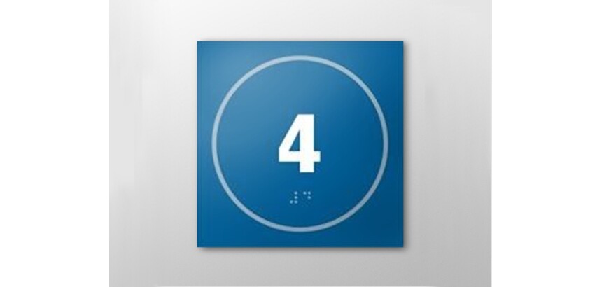 Plaque de porte NUMERO 4 - relief et braille