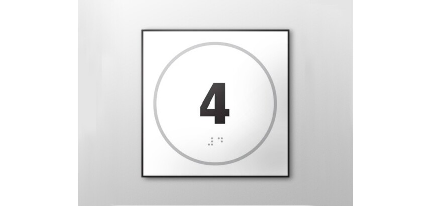 Plaque de porte NUMERO 4 - relief et braille