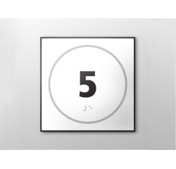 Plaque de porte NUMERO 5 - relief et braille