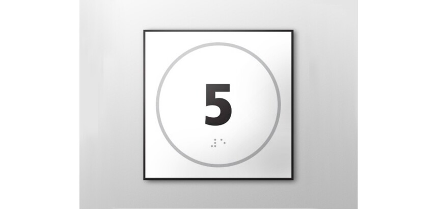 Plaque de porte NUMERO 5 - relief et braille