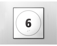 Plaque de porte NUMERO 6 - relief et braille
