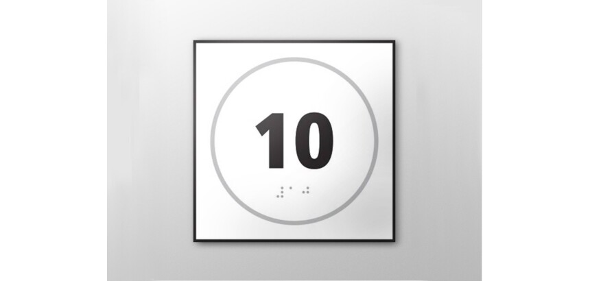 Plaque de porte NUMERO 10 - relief et braille