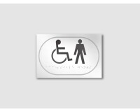 Panneau Picto PMR et HOMME en relief et braille  - Blanc