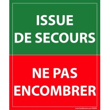 Panneau Issue de secours, ne pas encombrer - 300 x 250 mm