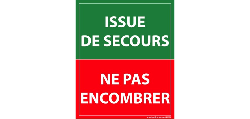 Panneau Issue de secours, ne pas encombrer - 300 x 250 mm