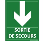 Panneau sortie de secours- flèche bas - 300 x 250 mm