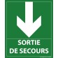 Panneau sortie de secours- flèche bas - 300 x 250 mm