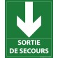 Panneau - sortie de secours- flèche bas - 300 x 250 mm