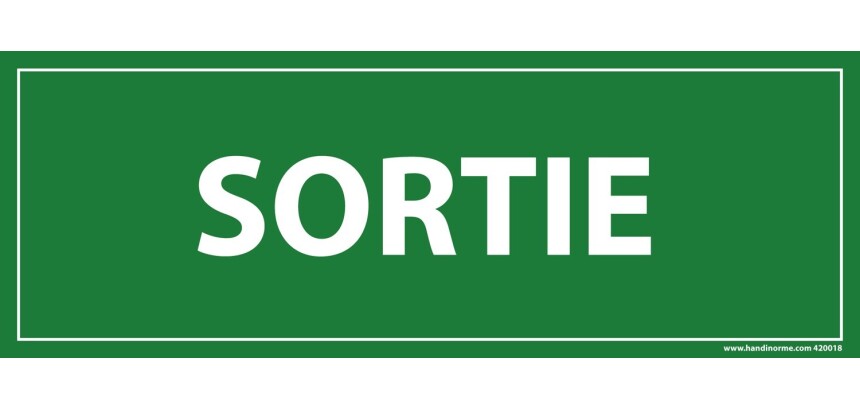 Panneau Sortie - fond vert