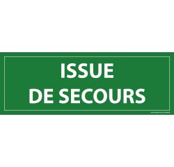 Panneau Issue de secours texte vert évacuation