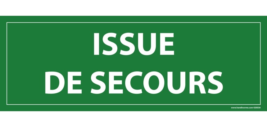 Panneau Issue de secours texte vert évacuation