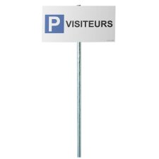 Kit panneau de parking - P VISITEURS  - Poteau rond acier galvanisé