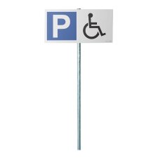 Kit panneau de parking - P symbole PMR  - Poteau rond acier galvanisé