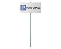 Kit panneau + poteau de parking - P PERSONNEL  - Poteau Rectangulaire Blanc