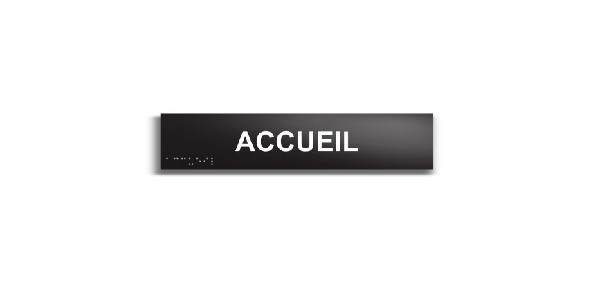 Accueil - Plaque de porte en braille et relief - 25 x 5cm