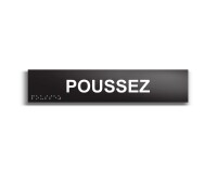 Poussez - Plaque de porte en braille et relief - 25 x 5cm