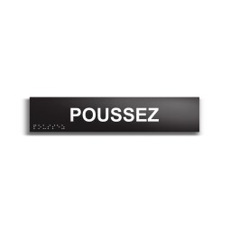 Poussez - Plaque de porte en braille et relief - 25 x 5cm