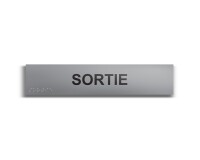 SORTIE - Plaque de porte en braille et relief - 25 x 5cm   - Gris