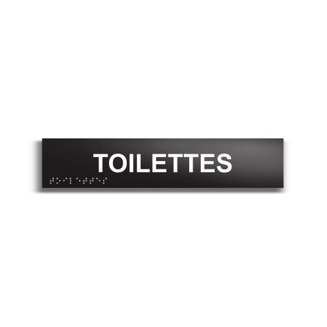 Toilettes - Plaque de porte en braille et relief - 25 x 5cm