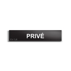 Privé - Plaque de porte en braille et relief - 25 x 5cm   - Noir