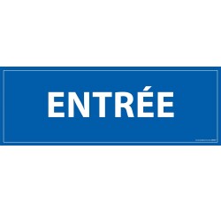 Panneau ENTREE - fond bleu 210 x 75 mm