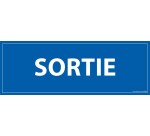 Panneau SORTIE - fond bleu 210 x 75 mm