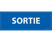 Panneau SORTIE - fond bleu 210 x 75 mm  - PVC