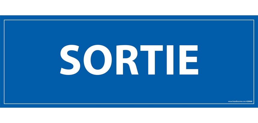Panneau SORTIE - fond bleu 210 x 75 mm