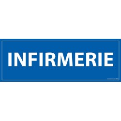 Panneau INFIRMERIE - fond bleu 210 x 75 mm