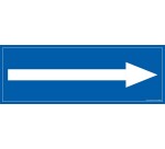 Panneau flèche vers la droite - fond bleu 210 x 75 mm