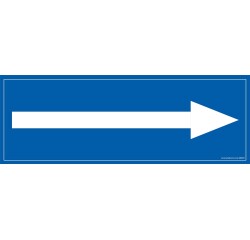 Panneau flèche vers la droite - fond bleu 210 x 75 mm