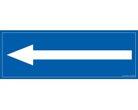 Panneau flèche vers la gauche - fond bleu 210 x 75 mm  - PVC