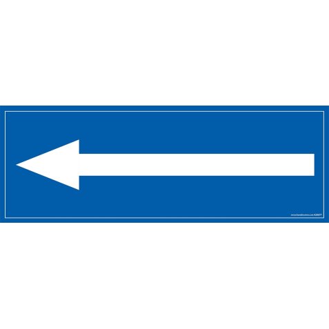 Panneau flèche vers la gauche - fond bleu 210 x 75 mm