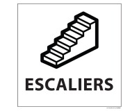 Panneau ESCALIERS - fond blanc, vinyle ou PVC- 250 x 250 mm