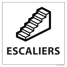 Signalétique information - ESCALIERS - fond blanc, vinyle ou PVC- 250 x 250 mm