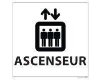 Panneau ASCENSEUR - fond blanc 250 x 250 mm