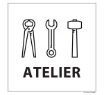 Panneau ATELIERS - fond blanc 250 x 250 mm