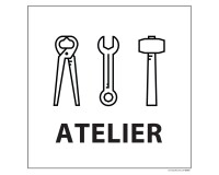 Panneau ATELIERS - fond blanc 250 x 250 mm