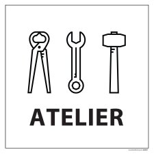 Signalétique information - ATELIERS - fond blanc 250 x 250 mm