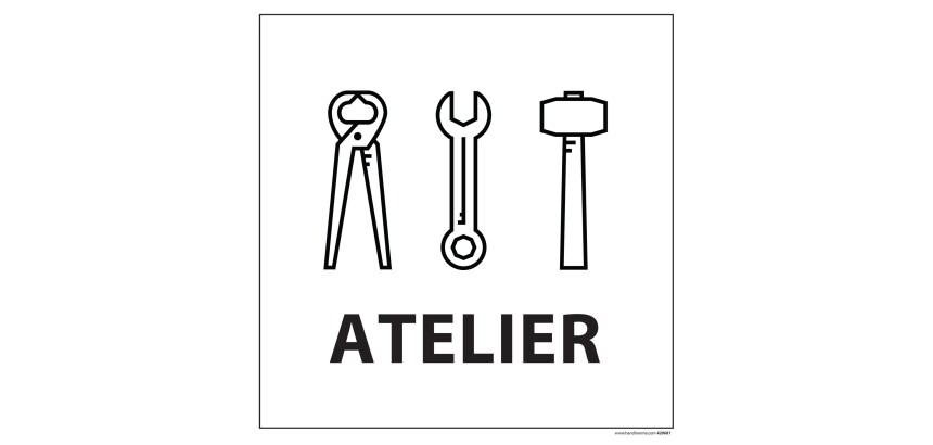 Panneau ATELIERS - fond blanc 250 x 250 mm