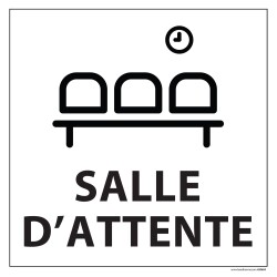 Panneau SALLE D'ATTENTE - fond blanc 250 x 250 mm