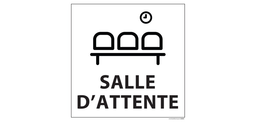 Panneau SALLE D'ATTENTE - fond blanc 250 x 250 mm