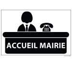 Panneau ACCUEIL MAIRIE+ symbole - fond blanc 300 x 200 mm